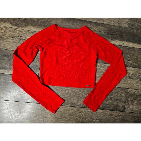 Zyia Active Crop Top Snowflake Red Long Sleeve XL - Picture 3 of 6